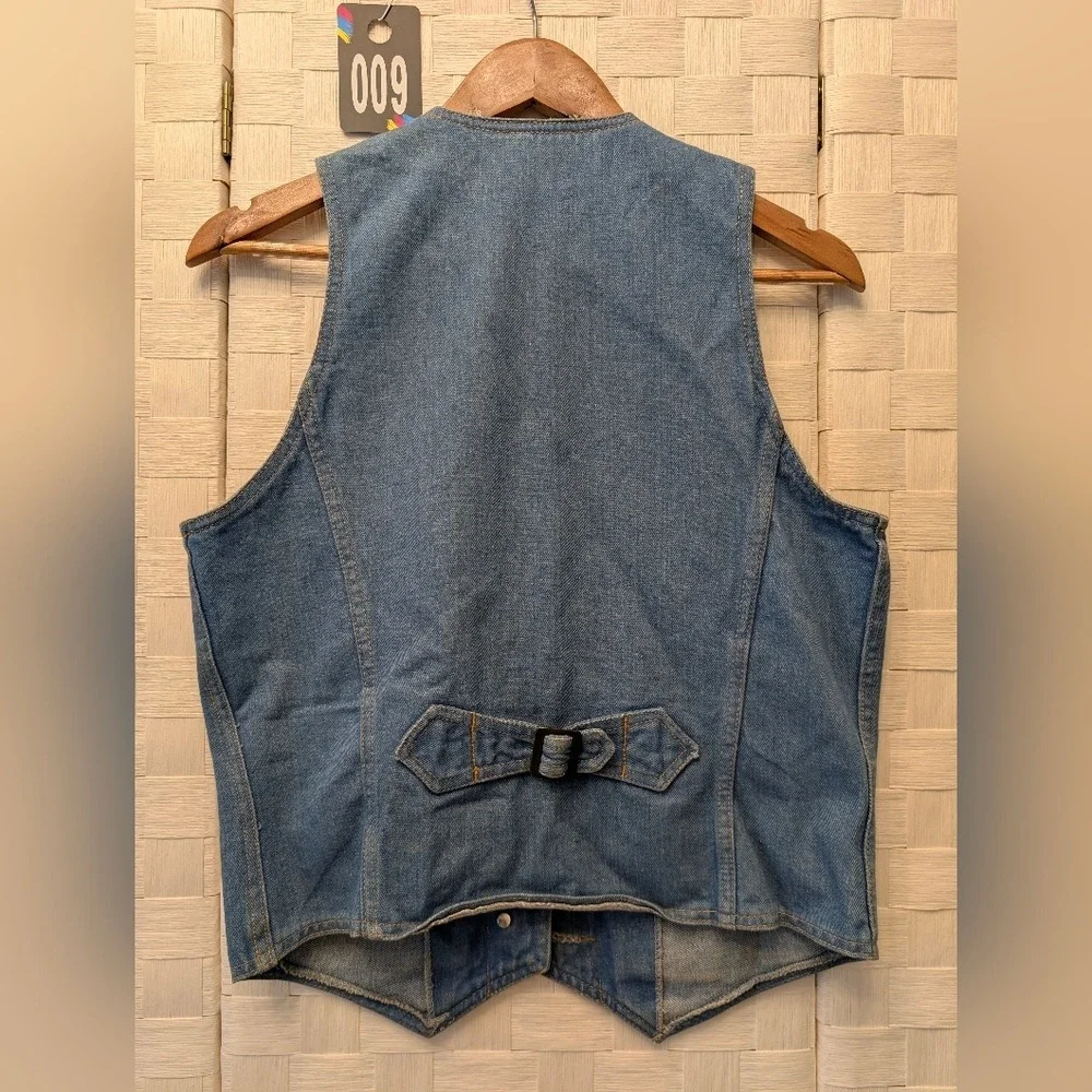 Vintage Pentimento Denim Vest Medium Wash Cinch Back Charms Womens Large B-7 - Picture 8 of 11